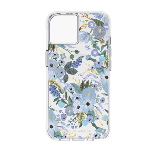 iPhone 14/13 Clear Garden Party Blue Case